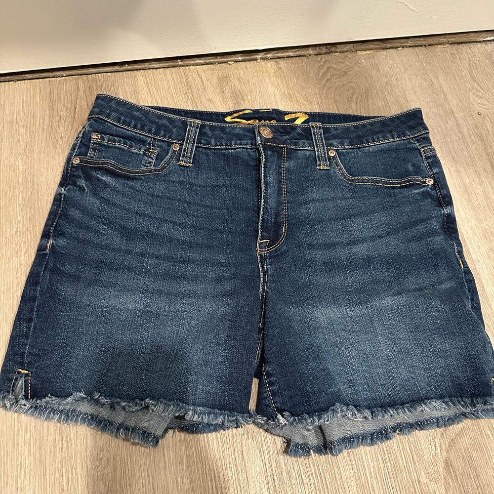 Seven7 Dark Blue Jean Shorts for Women